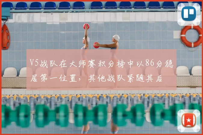 V5战队在大师赛积分榜中以86分稳居第一位置，其他战队紧随其后